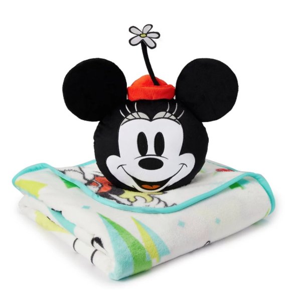 Disney White & Aqua Mickey Holiday Tree Nogginz Pillow & Plush Blanket Set - Picture 1 of 3